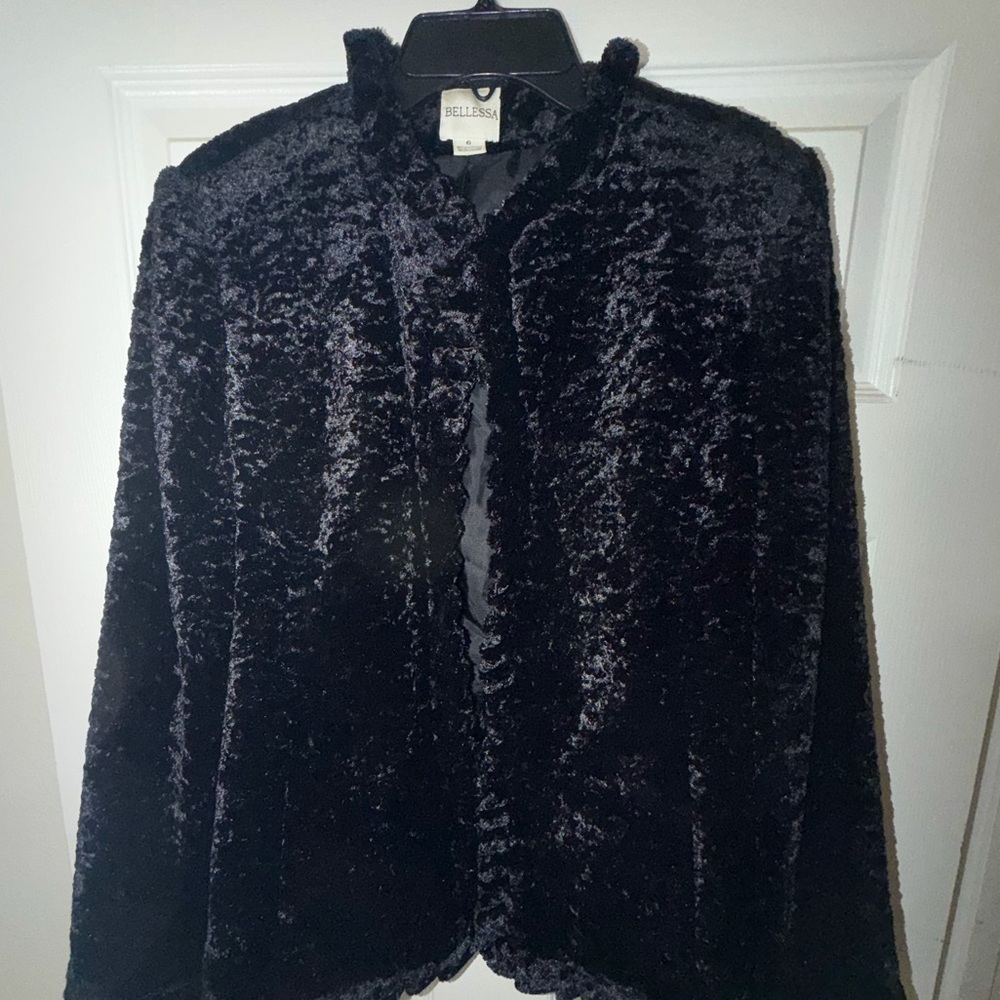 Vintage Black Faux Fur Jacket